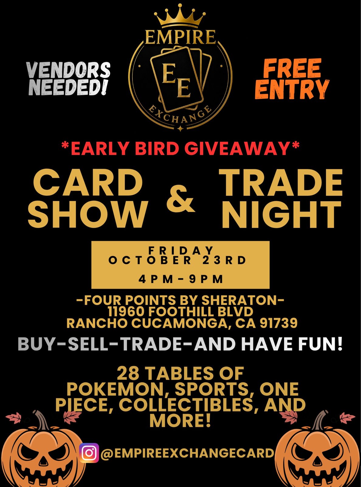Empire Exchange Card Show & Trade Night flyer